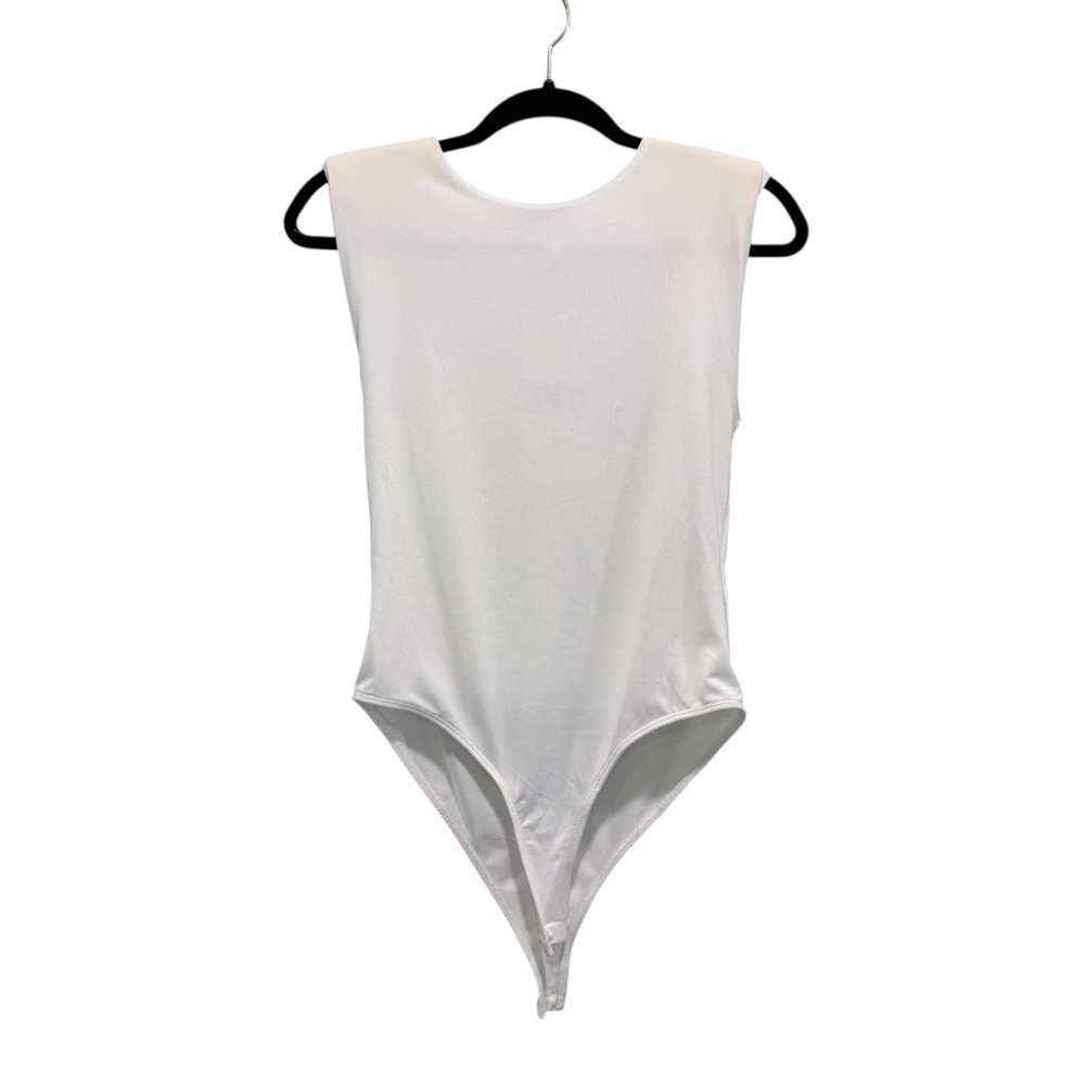 NWT Zara Bodysuit Seamless Padded Shoulders White Snap Closure